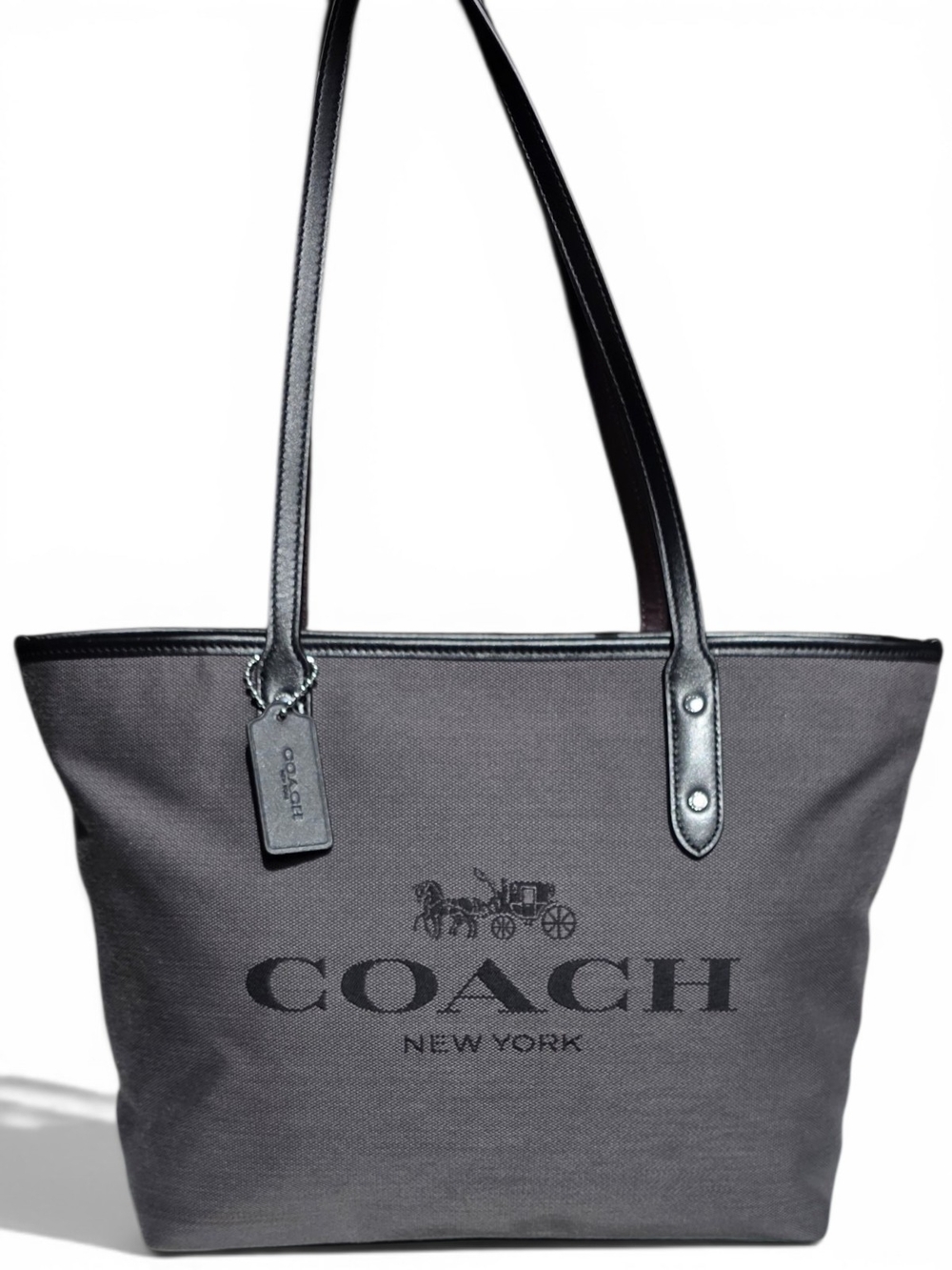 Coach Horse & Carriage Canvas City Tote | Charcoal Gray | Dust Bag Included